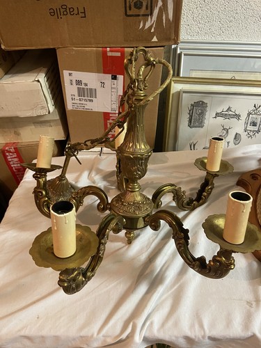 Lampadario vintage ottone 5 - lampadario,