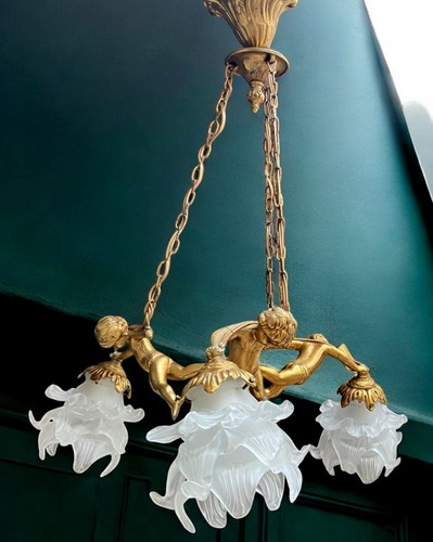 Lampadario antico ottone - lampadario, in