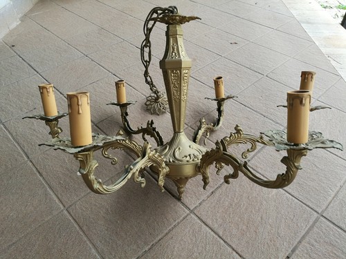 Antico lampadario ottone - antico,