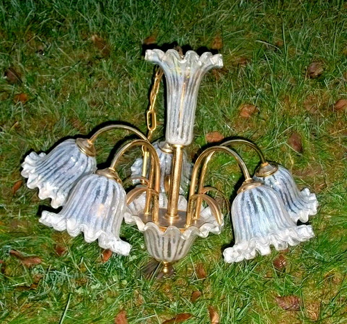 Lampadario vintage ottone - lampadario,