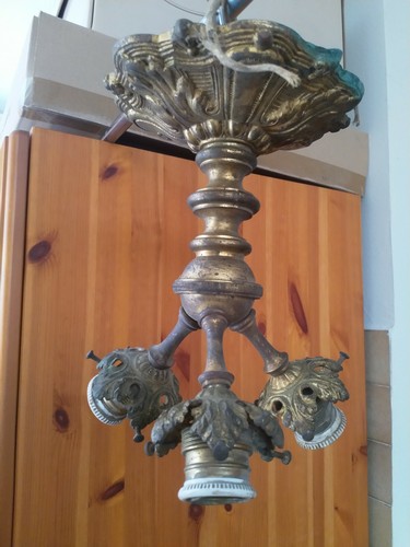 Lampadario ottone tre - lampadario,