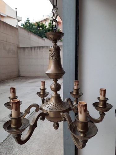 Vecchio lampadario ottone - , in